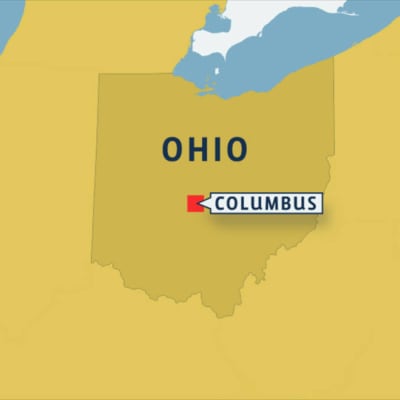 Karta som visar var Clumbus finns i Ohio, USA.
