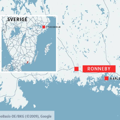 En karta för att förtydliga var Ronneby är i Sverige.