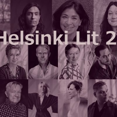 Kuvakollaasi Helsinki Lit -kirjallisuusfestivaaleille osallistuvista kirjailijoista