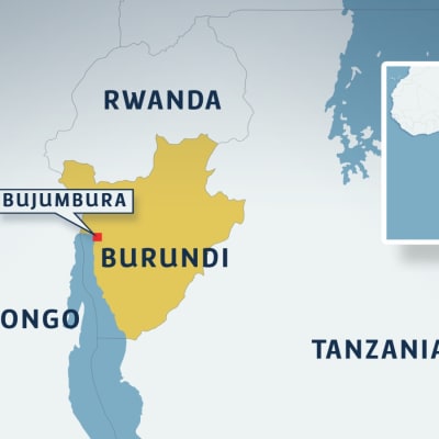 Karta över Burundi med grannländer