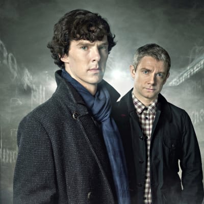 Uusi Sherlock -sarjan Sherlock Holmes (Benedict Cumberbatch) ja Tohtori John Watson (Martin Freeman)