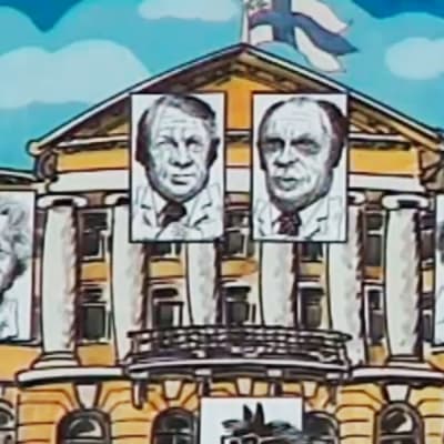Teckning av presidenternas i slottet.