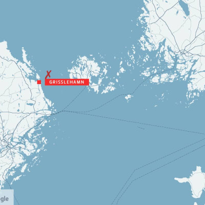 Karta över olycksplats på Ålands hav.