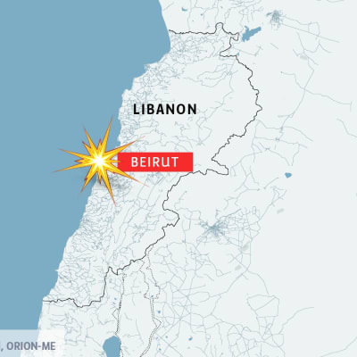 Karta över Libanon och Beirut.