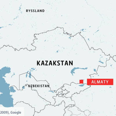 Karta över Almaty i Kazakstan.