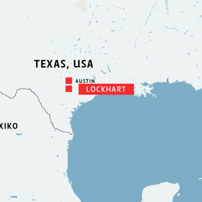 karta över Lockhart och Austin i Texas, Usa.