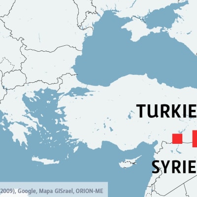 Karta över Turkiet och Syrien.