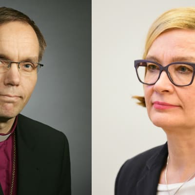 Biskop Björn Vikström och inrikesminister Paula Risikkp.