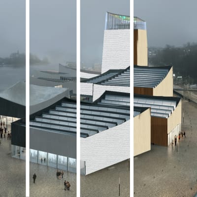 ett collage där man ser guggenheim i olika fasadmaterial