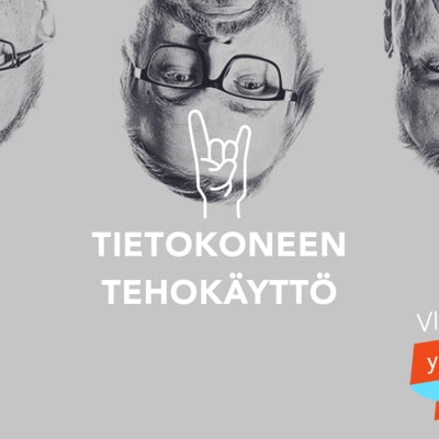 Kuva, jossa Vikasietotila-podcastin tekijät nurinpäin.