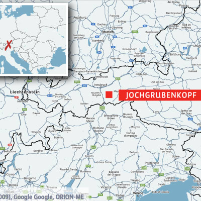 Karta som visar var Jochgrubenkopf är belägen.