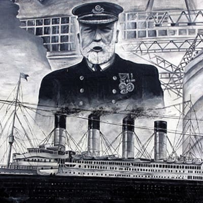 Titanic-aiheinen seinämaalaus Irlannissa.