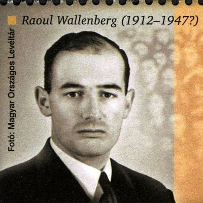 Raoul Wallenberg på ett ungerskt jubileumsfrimärke 2012.