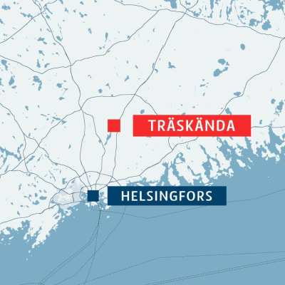 Karta över Nyland med Helsingfors i blått och Träskända i rött.