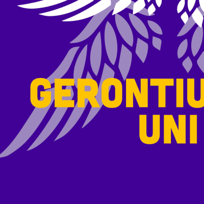 Gerontiuksen unen visuaalinen tunnus jossa teksti ja siivet