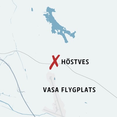 Karta som visar Vasa flygplats och Höstves