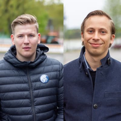 Kommunalvalskandidaterna Rasmus Sulonen, Jooa Rissanen och Jojje Öberg.