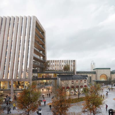 Våningsbyggnad på Elielplatsen i centrum av Helsingfors.