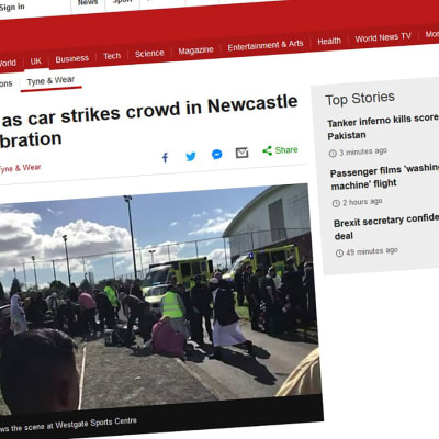 Flera skadades då bil körde in i folkmassa i Newcastle juni 2017