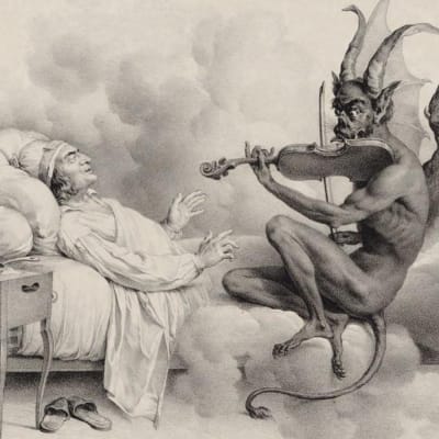 Djävulen spelar violin för Giuseppe Tartini i en dröm. Målning av Louis-Léopold Boilly.