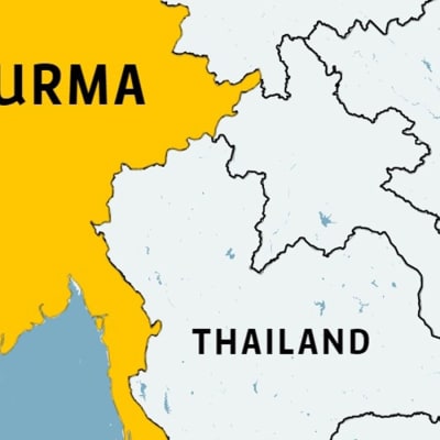 Karta över grånsområdet mellan Thailand och Burma