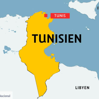 Karta över Tunisien.