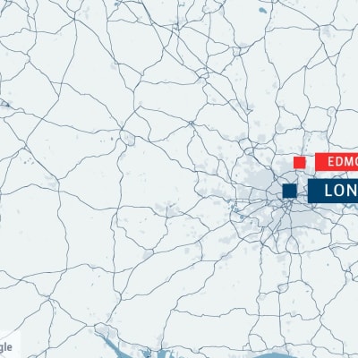 Karta över London och Edmonton