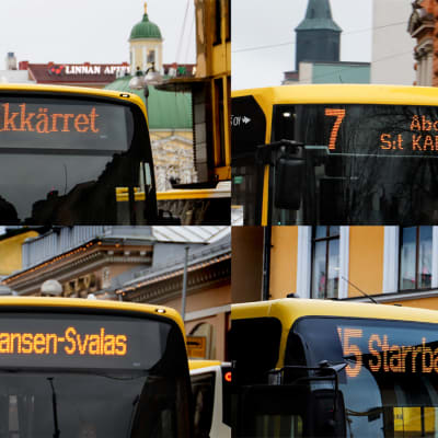 Bildmontage, Åbobussarnas skyltning.