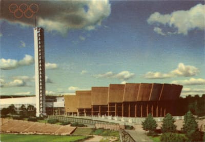 Olympiastadion postikortissa (1952).