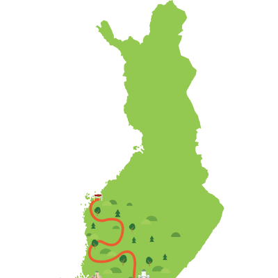 Karta över Svenskfinland är Stafetten 100 löpes.