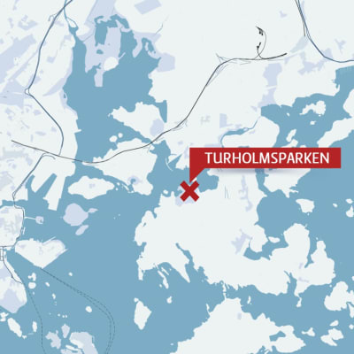 Karta som visar att Turholmsparken finns på norra sidan av Degerö.