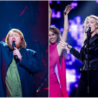 Martin Almgren och Jessica Andersson vid Melodifestivalens deltävling