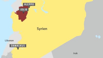 Karta över Syrien och provinsen Idlib