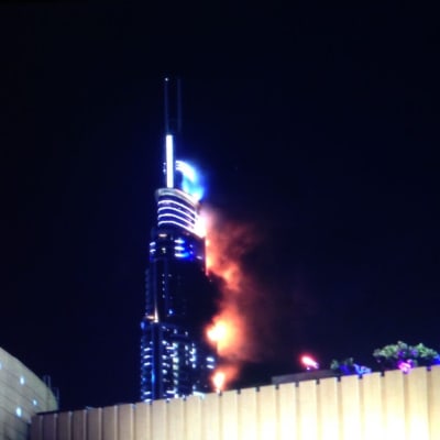 Brand i skyskrapehotellet The Address i Dubai på nyårsafton 2015.