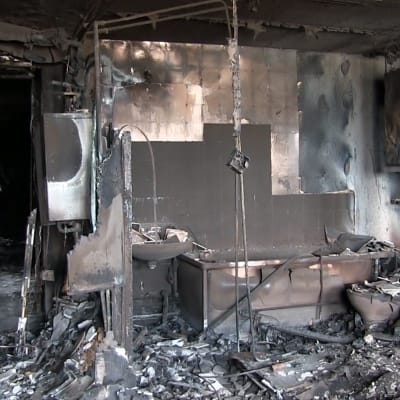 Bilder inifrån det brandhärjade Grenfell Tower.