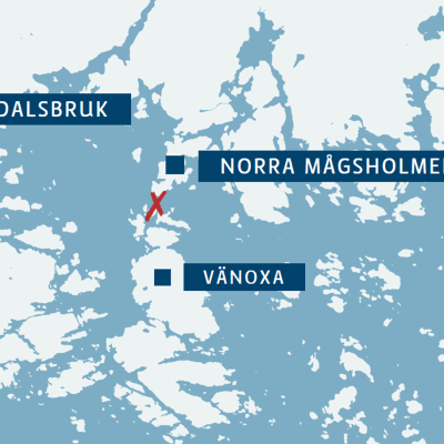 En karta över skärgården utanför Dalsbruk.