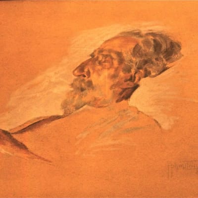 Giuseppe Verdi på sin dödsbädd. Skiss av Adolfo Horenstein