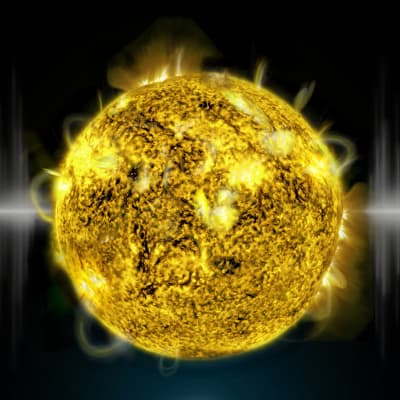 En animerad bild på solen.