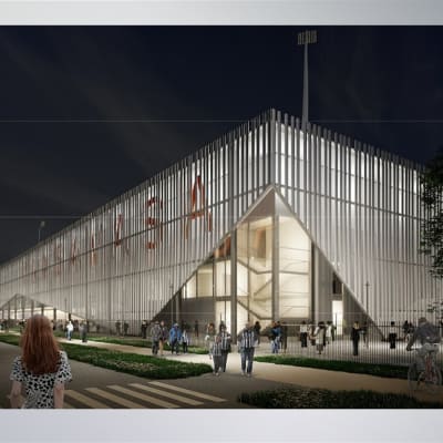 Vision av hur den nya fotbollsstadion i Vasa kan se ut.