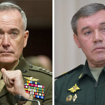 USA:s överbefälhavare general Joseph F. Dunford Jr och Rysslands generalstabschef, armégeneral Valerij Gerasimov.