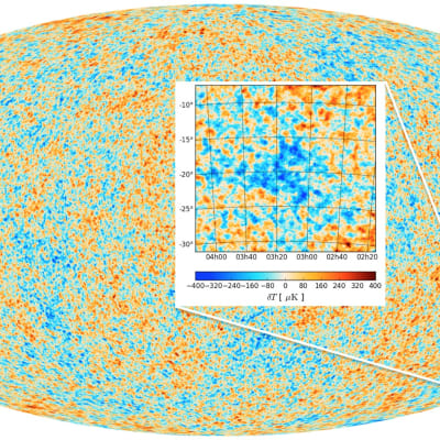 Kylmä piste kosmisen taustasäteilyn kartassa.