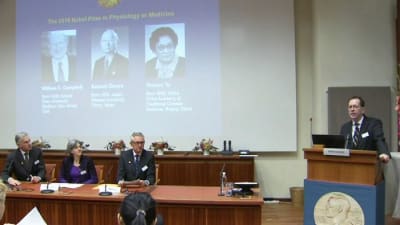 Nobelpriset i medicin kungörs i Stockholm 2015.