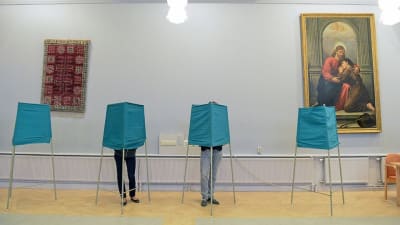 Vallokal i Sverige under riksdagsvalet i september 2014.
