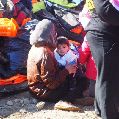 Flyktingar som kommit i land på Lesbos