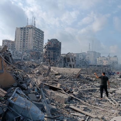 Tuhoutuneita asuinrakennuksia Gazassa.