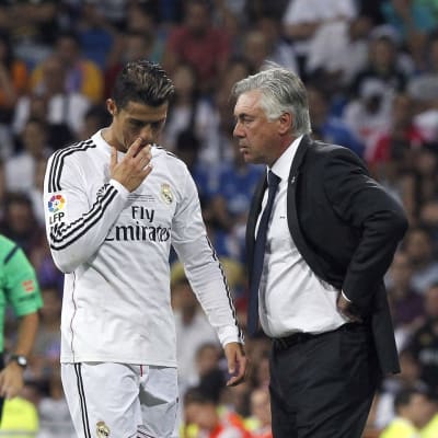 Cristiano Ronaldo ja Carlo Ancelotti.