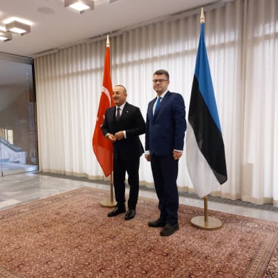 Turkiets utrikesminister Mevlüt Çavuşoğlu och Estlands utrikesminister Urmas Reinsalu.  