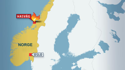 En brand härjar i Havsvåg, Norge.