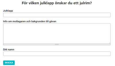 En skärmdump av ett formulär.