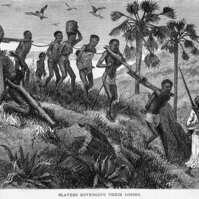 Slavar på marsch i östra Afrika 1866.